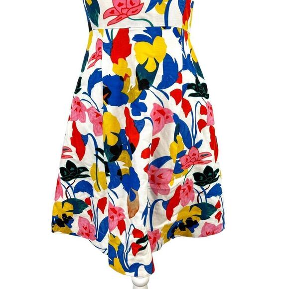 J.Crew A-line Dress Morning Flower Floral White Linen Summer Midi Dress Size 00 - Picture 5 of 14